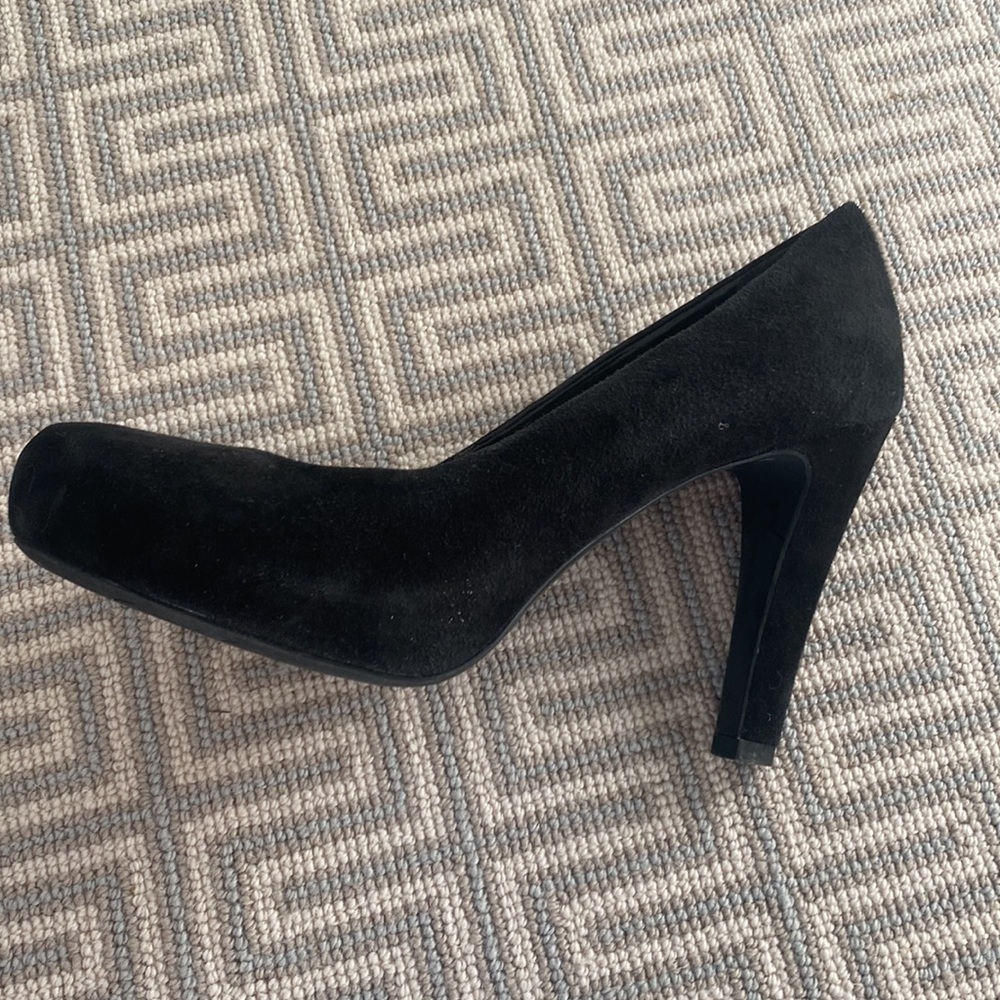 Size 9M Franco Sarto black suede platform heels.  Very good condition.